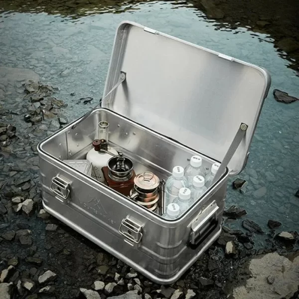 MOUNTAINHIKER Outdoor Storage Box Camping Picnic Travel Aluminum Alloy Large Capacity Box Silver Storage Bag 30-80L - Image 3