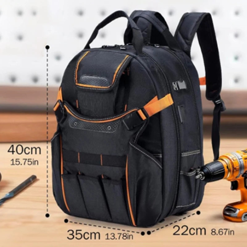Electrician Tool Bag Professional Carpentry Complete Tools Bag Portable Waterproof Shoulder Straps - Image 7