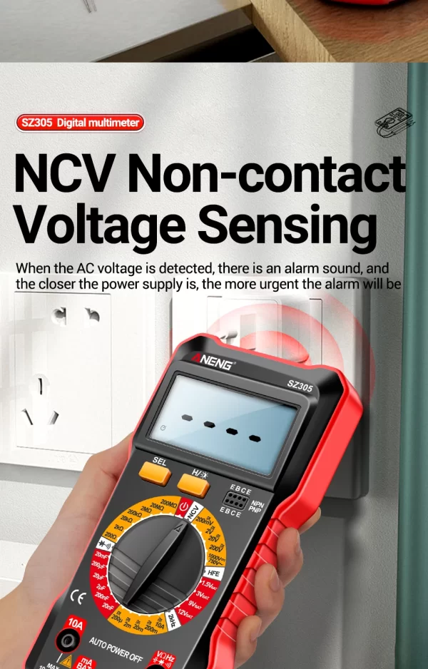 ANENG SZ305 Digital Multimeter Professional AC/DC Voltage Ammeter Capacitor hFE Triode NCV Voltage Induction Electrician Tester - Image 17