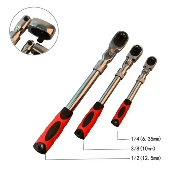 Hot Sale Multifunctional Hand Tool Telescopic 72 Teeth 1/4 3/8 1/2 Inch Drive Quick Released Ratchet Wrench with Adjustable Head - Image 6