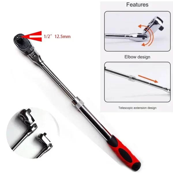 Hot Sale Multifunctional Hand Tool Telescopic 72 Teeth 1/4 3/8 1/2 Inch Drive Quick Released Ratchet Wrench with Adjustable Head - Image 7