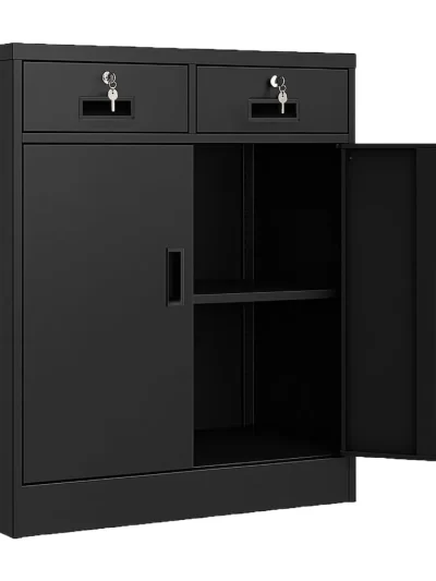 Metal Storage Cabinet with Locking Doors and 2 Drawers, 36”