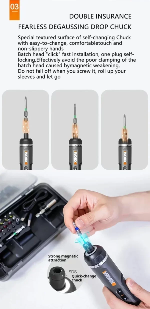 Worx 4V Electrical Screwdrivers Set WX242 Portable Smart Cordless Power Screw Driver Mini Electric Drill Home Repair Power Tool - Image 14