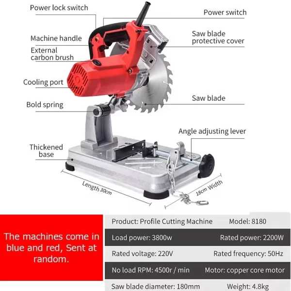 Mini Profile Cutting Machine 0-45 Degrees Table Cutter Mini Electric Saw Table Saw for Cutting Metal - Image 2