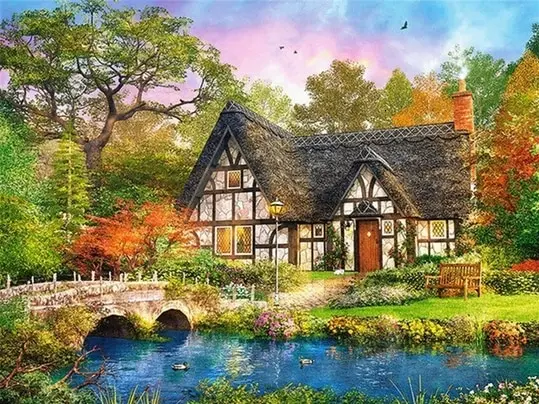 5D DIY Diamond Painting Landscape House Full Round Drill Embroidery Forest Scenery Cross Stitch Set Art Home - Image 9