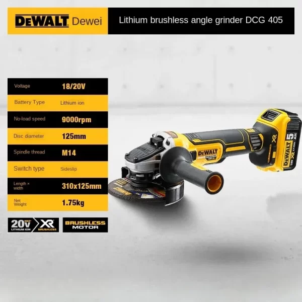 DEWALT DCG405 125mm flat head angle grinder bare machine tool 18V lithium battery - Image 5