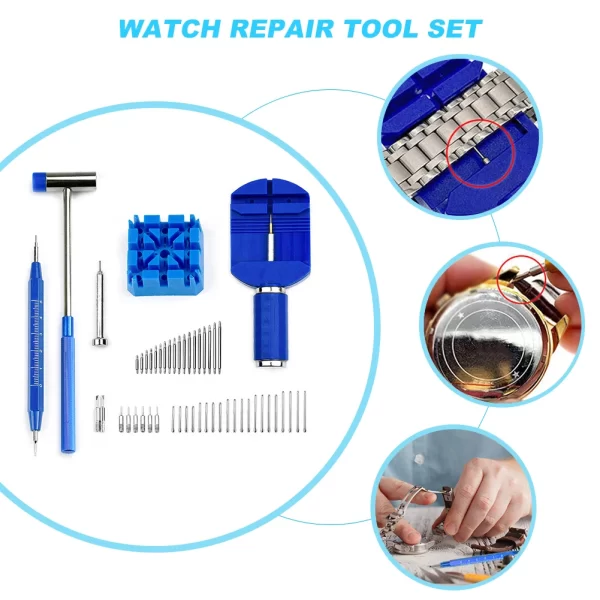 Watch Link Removal Tool Kit Watch Repair Kit Bracelet Adjustment Watch Strap Link Remover Watch Battery Replacement Tool Kit - Image 2