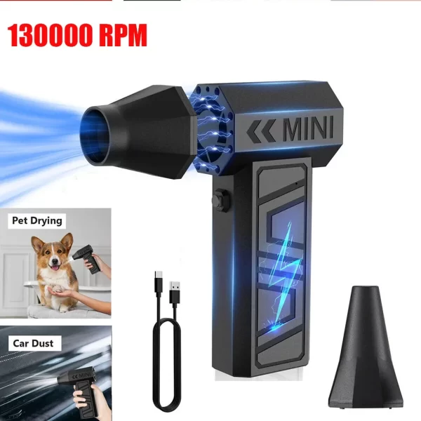 130000RPM Mini Fan Electric Air Duster Adjustable wind speed Portable Turbo Violent Blower Rechargeable
