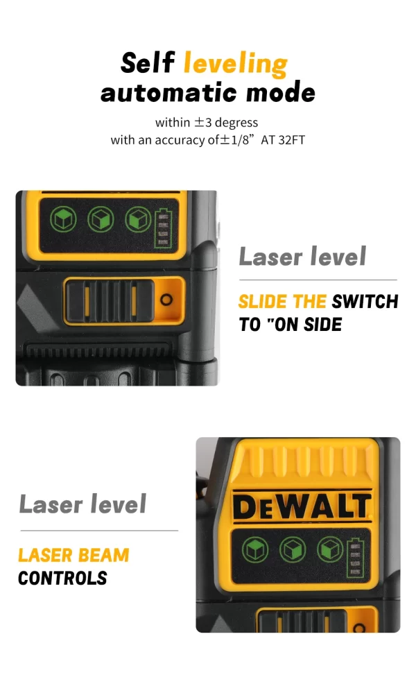 Dewalt DW089LG 12-Line Green Beam Laser Level - 360° 3-Side Coverage, 12V - Image 9