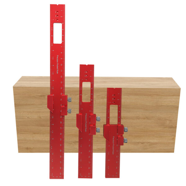 Precision Pocket Ruler T-Type Scribing Ruler Carpenty Square T Track Ruler Inch and Metric Measuring Marking Ruler W/ Slide Stop - Image 23