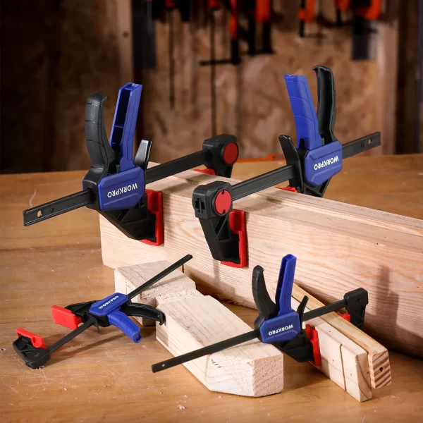 WORKPRO Bar Clamps for Woodworking One-Handed Clamp/Spreader, 6-Inch and 12-Inch Wood Clamps Set - Image 16
