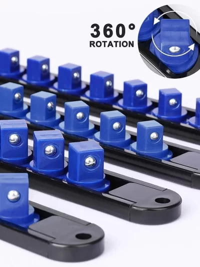 1pc 360° Swivel Socket Organizer 1/4 3/8 1/2 Premium Quality Socket Clip Rail Holder