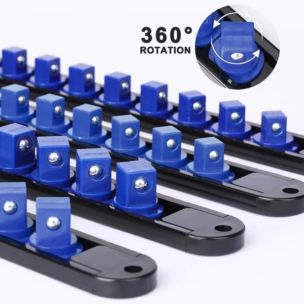 1pc 360° Swivel Socket Organizer 1/4 3/8 1/2 Premium Quality Socket Clip Rail Holder