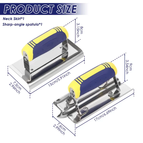 2/3Pcs Stainless Steel Concrete Tool Set Rustproof Flat Finishing Trowel Plus Concrete Edger and Groover Set - Image 8