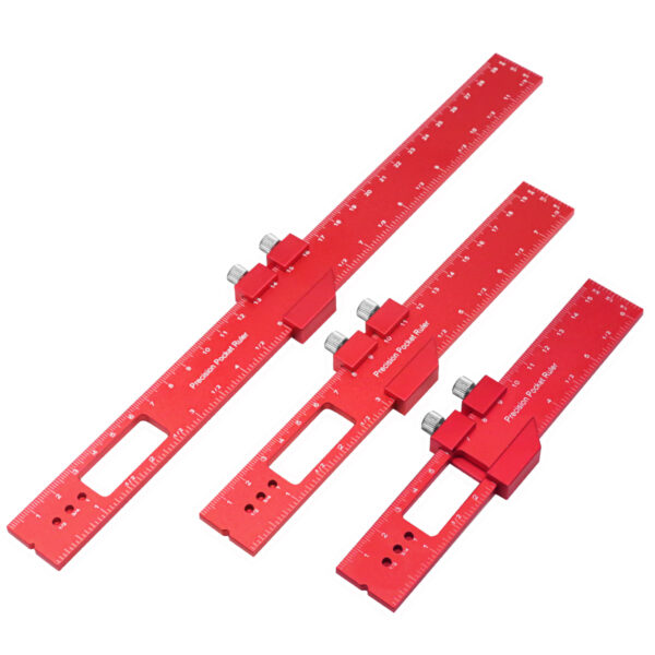 Precision Pocket Ruler T-Type Scribing Ruler Carpenty Square T Track Ruler Inch and Metric Measuring Marking Ruler W/ Slide Stop - Image 16