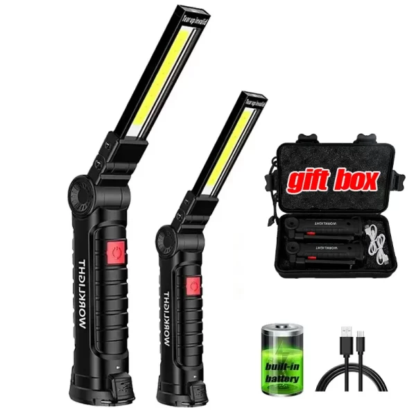 COB LED Work Light Dimmable USB Rechargeable LED Flashlight Inspection Lamp With Magnetic Hook