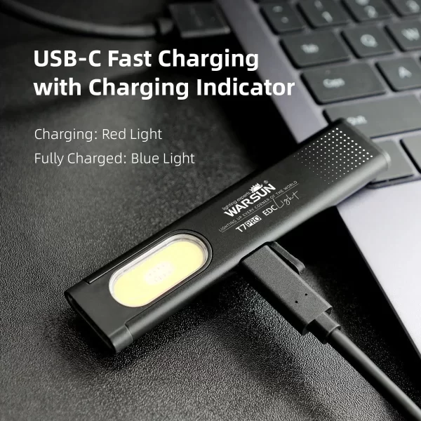 Warsun LED Keychain Flashlight USB-C Rechargeable 600Lm Portable Mini Torch Light Pocket Lantern - Image 3