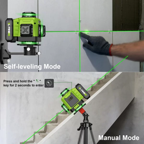 LFINE 3D/4D Laser Level 8/12/16 Lines Horizontal And Vertical With Remote Control 8 Lines 360°Self-leveling Laser Levels - Image 3