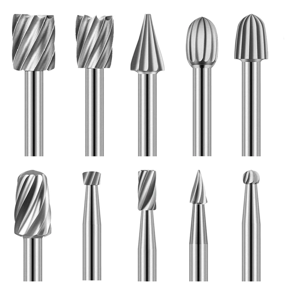 10pcs HSS Rotary File For Steel Milling Cutters For Metal Rat-tail File Hard Metal Rotary File Set