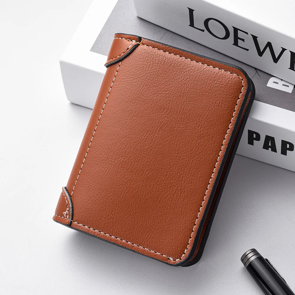 1Pc New Ultra-thin Mini Soft PU Leather Credit Card Wallet Holder Short Vertical High Quality Men's Wallet - Image 7