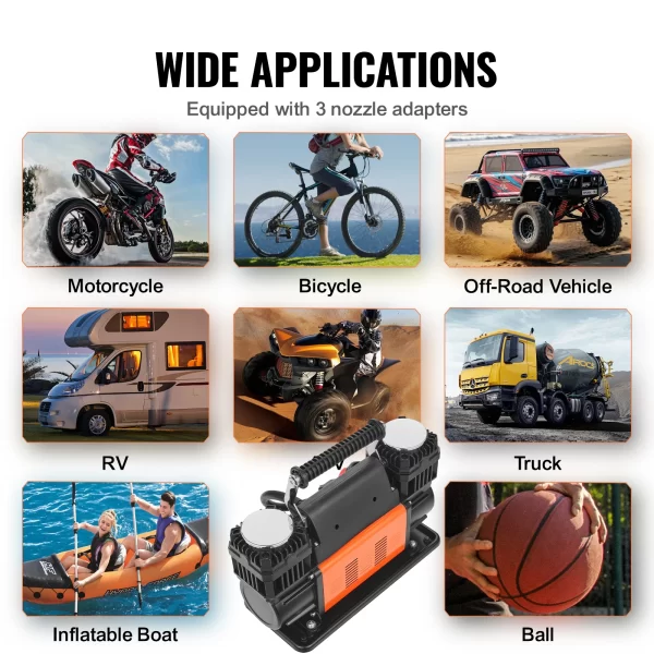 SucceBuy Tire Inflator Compressor 6-10 CFM Heavy Duty Air Compressor Dual-Cylinder 150PSI Air Pump - Image 5