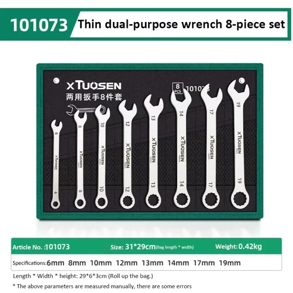 Ultra-thin Open End Wrench Set 6-27mm Ratchet Wrenches Combination Universal Dual Heads - Image 14