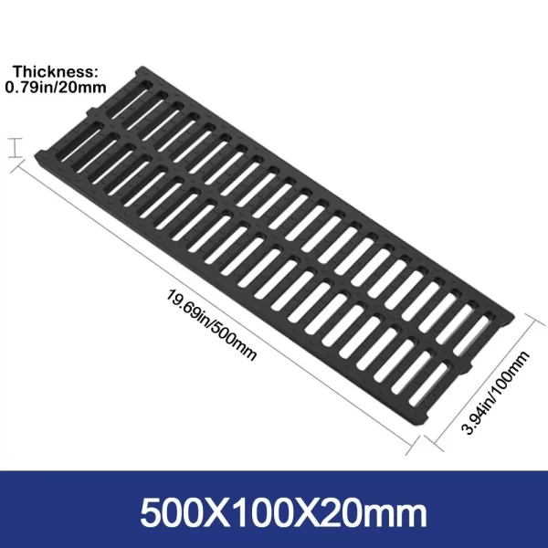 New High Strength Trench Cover Resin Plastic Rectangular Garage Floor Drain Black Grate - Image 8