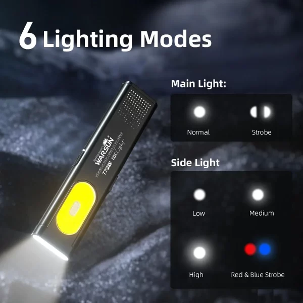 Warsun LED Keychain Flashlight USB-C Rechargeable 600Lm Portable Mini Torch Light Pocket Lantern