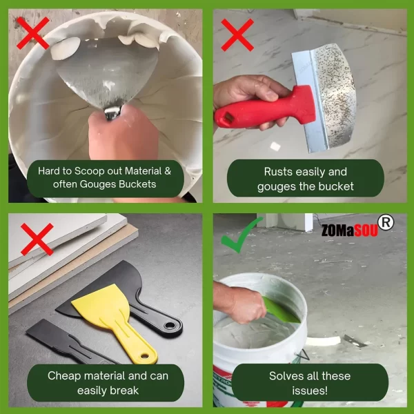 1/2Pcs Curved Bucket Scoop Scraper Spackle Paint Putty Knife Drywall Finishing Plaster Scraping - Image 4