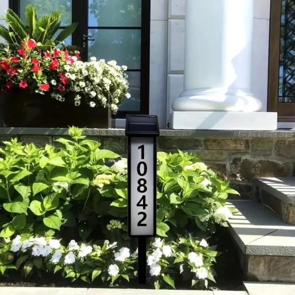 1pc Lighting House Number Light, Solar Address Sign Light With Stake,Solar Powered LED Lighting - Image 2