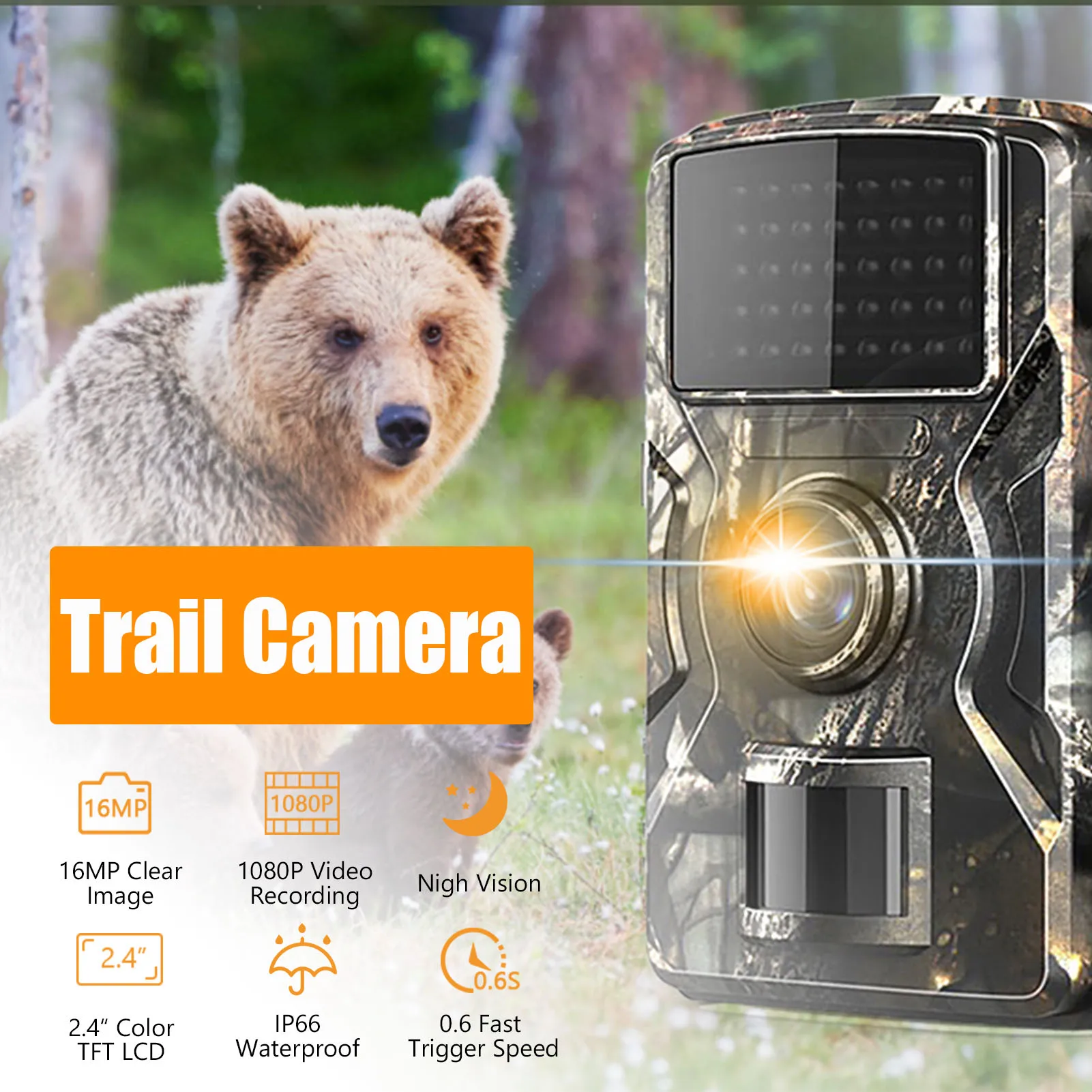 1080P Hunting Camera 2.0in LCD 16MP Infrared Night Vision Mobile Monitoring IP66 Waterproof Trail Camera trail camera