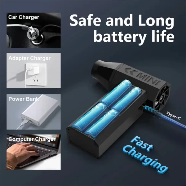 130000RPM Mini Fan Electric Air Duster Adjustable wind speed Portable Turbo Violent Blower Rechargeable - Image 3