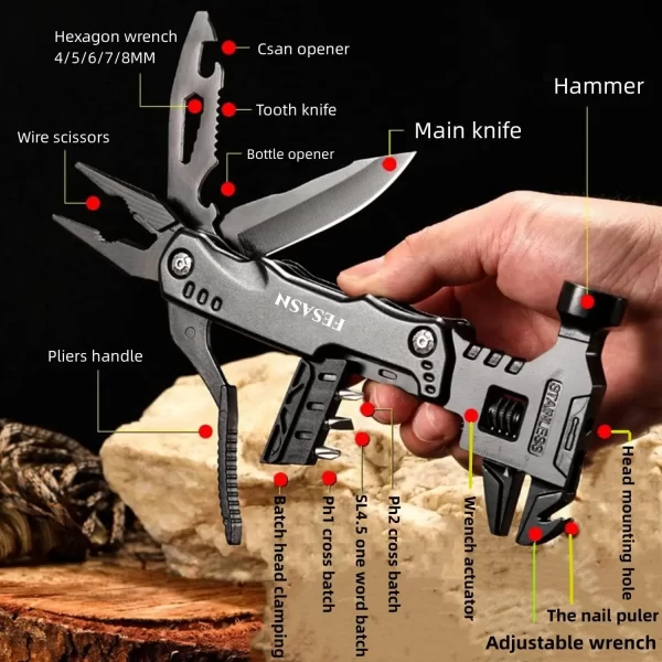 Multi Functional Adjustable Open-end Wrench Combination Universal Folding Pliers EDC Tool - Image 7