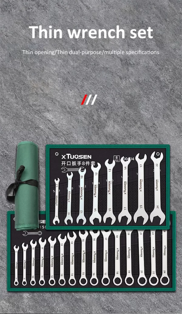Ultra-thin Open End Wrench Set 6-27mm Ratchet Wrenches Combination Universal Dual Heads - Image 16