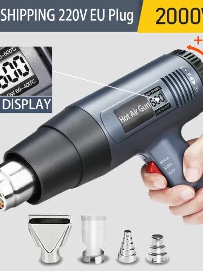 2000W Industrial Electric Hot Air Gun Digital Display Car Film Heat Gun Air Dryer for Soldering Thermal Blower Shrink Wrapping