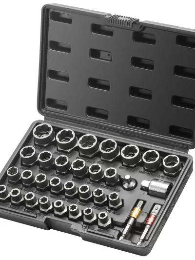 SucceBuy 29PCs Bolt Extractor Set Bolt and Nut Remover Set 6mm to 10mm 13/32" to 3/4" CR-MO Steel Extraction Socket Set