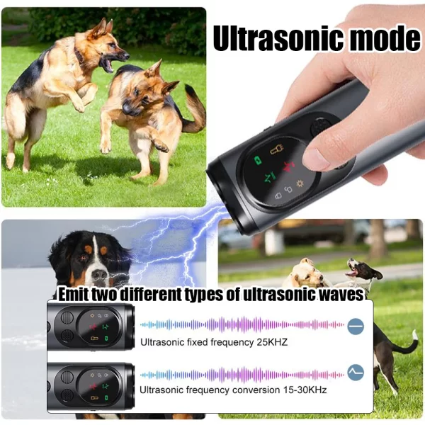 Ultrasonic Dog Repeller Double/Three Head LED Flashlight Anti Barking Training Deterrent Device Rechargeable Dog Repeller ﻿ - Image 23