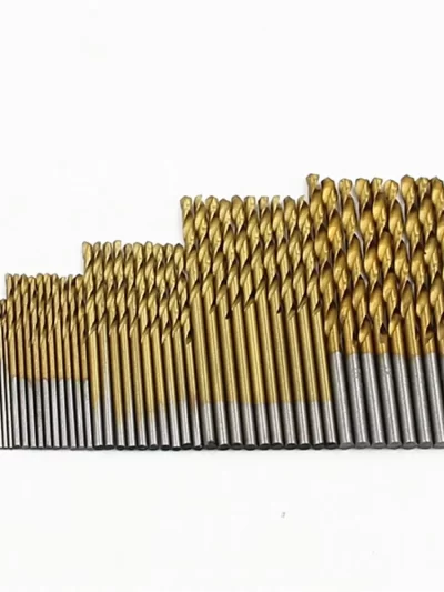 50pc Titanium Plated Twist Drill Set 1-3mm Small Drill Bit