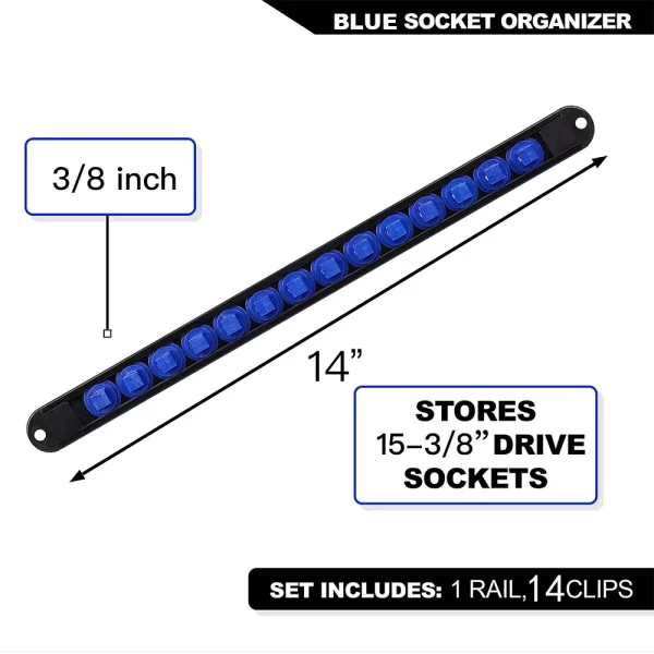 1pc 360° Swivel Socket Organizer 1/4 3/8 1/2 Premium Quality Socket Clip Rail Holder - Image 8