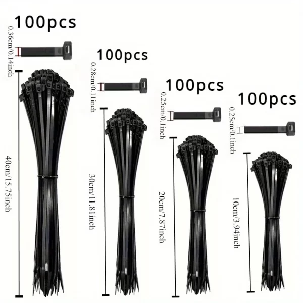 100pcs Black Cable Ties High Tensile Strength, Uv Resistant, Self-Locking - Image 5