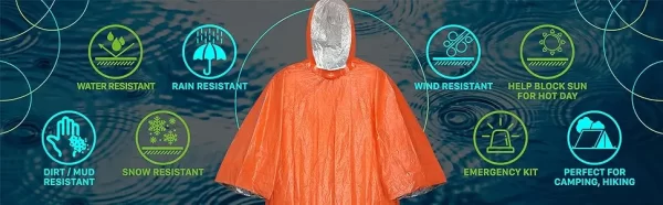 Emergency Rain Poncho Thermal Blanket Poncho Weather Proof Outdoor Survival Gear - Image 10