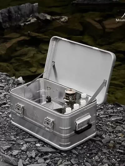 MOUNTAINHIKER Outdoor Storage Box Camping Picnic Travel Aluminum Alloy Large Capacity Box Silver Storage Bag 30-80L