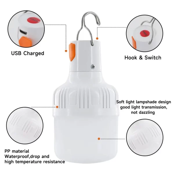 Outdoor USB Rechargeable LED Lamp Bulbs High Brightness - Image 11