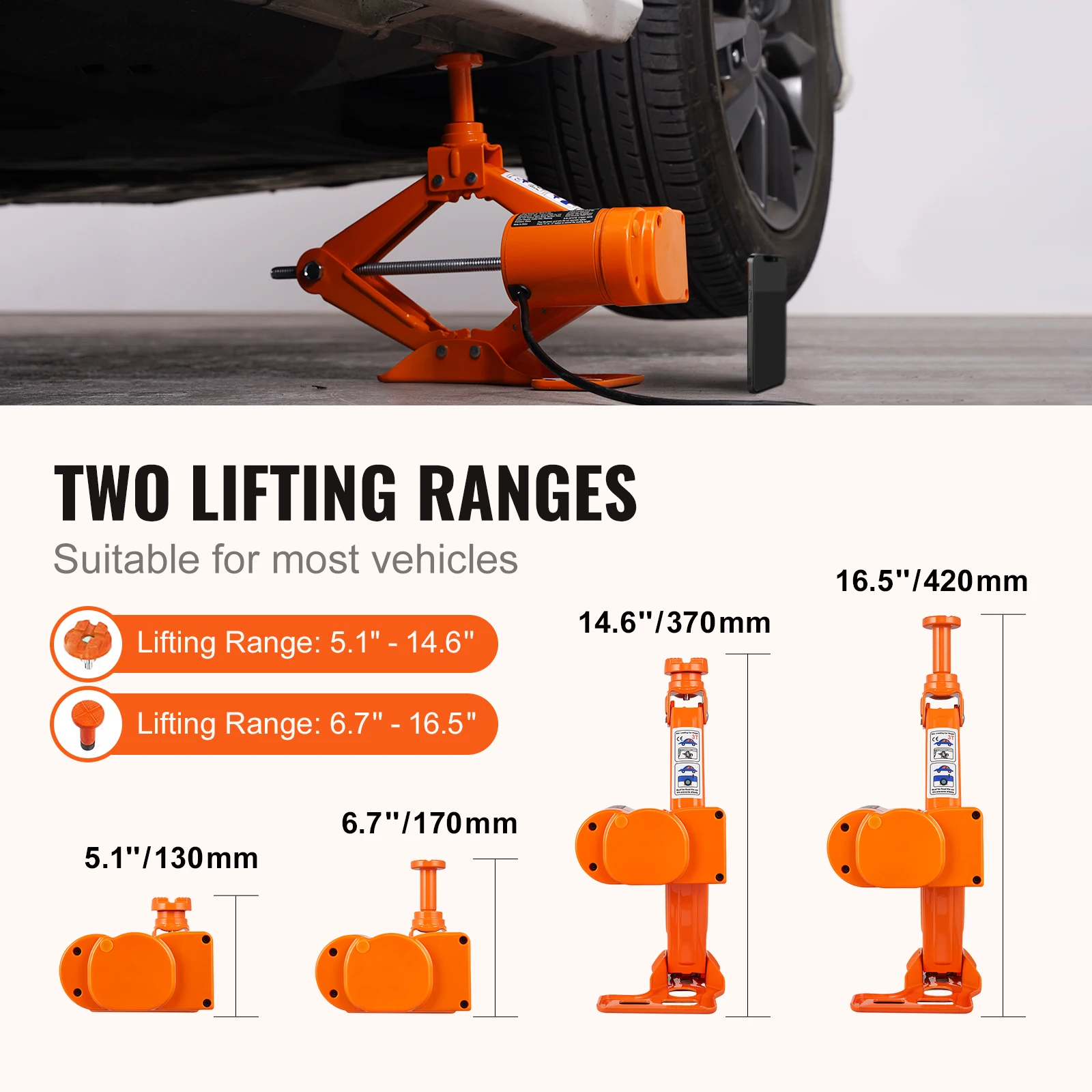 SucceBuy Electric Car Jack 3T Scissor Jack with Electric Impact Wrench 12V Portable Car Jack - Image 3