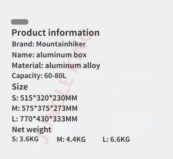 MOUNTAINHIKER Outdoor Storage Box Camping Picnic Travel Aluminum Alloy Large Capacity Box Silver Storage Bag 30-80L - Image 19