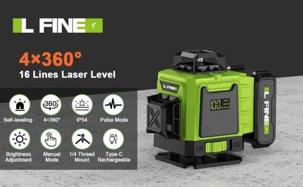 LFINE 3D/4D Laser Level 8/12/16 Lines Horizontal And Vertical With Remote Control 8 Lines 360°Self-leveling Laser Levels - Image 13
