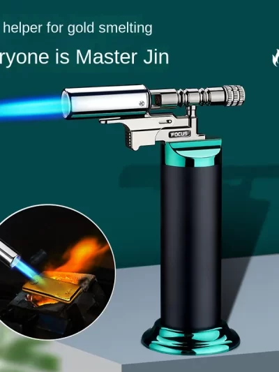 Powerful Windproof Blue Flame Jet Torch Gas Lighter Kitchen Butane Refillable Metal Welding Gun