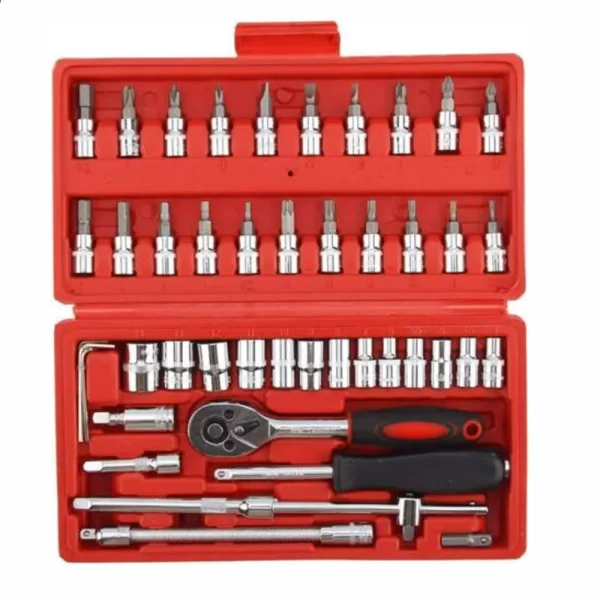 46PCS Ratchet Wrench Set Kit 1/4' Metric Drive Ratchet Phillips Torx Bits Allen Key Screwdriver - Image 7