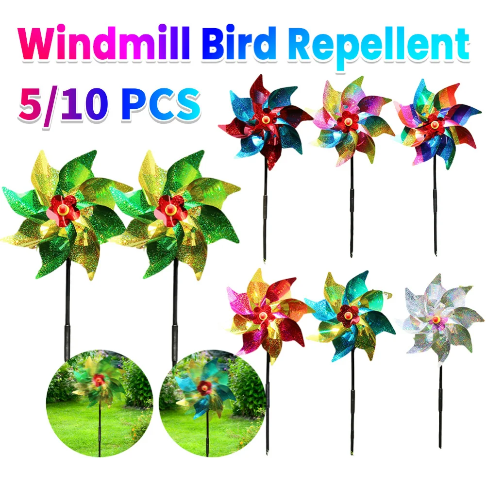 5/10PCS Bird Repeller Reflective Windmill Bird Repellent Anti Birds Windmill Spinner