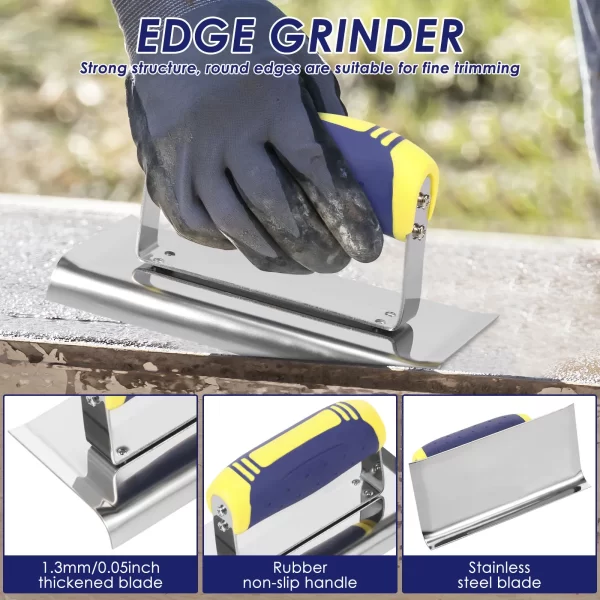 2/3Pcs Stainless Steel Concrete Tool Set Rustproof Flat Finishing Trowel Plus Concrete Edger and Groover Set - Image 10